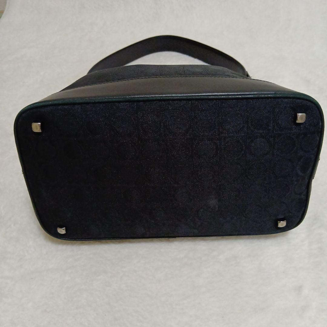 Ferragamo Gancini One-Shoulder Bag Canvas x Leather Black