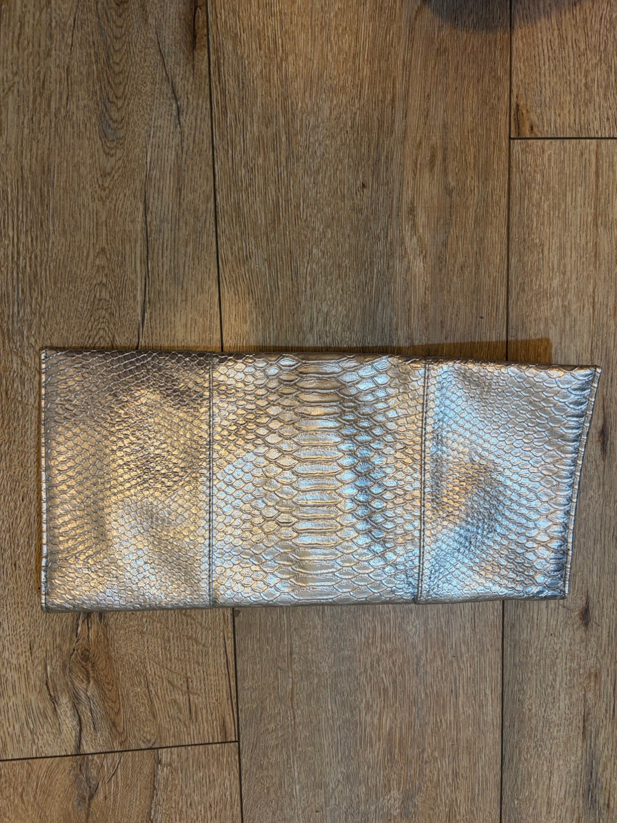 Urban Expressions Silver/Pewter Snakeprint Clutch Vegan leather