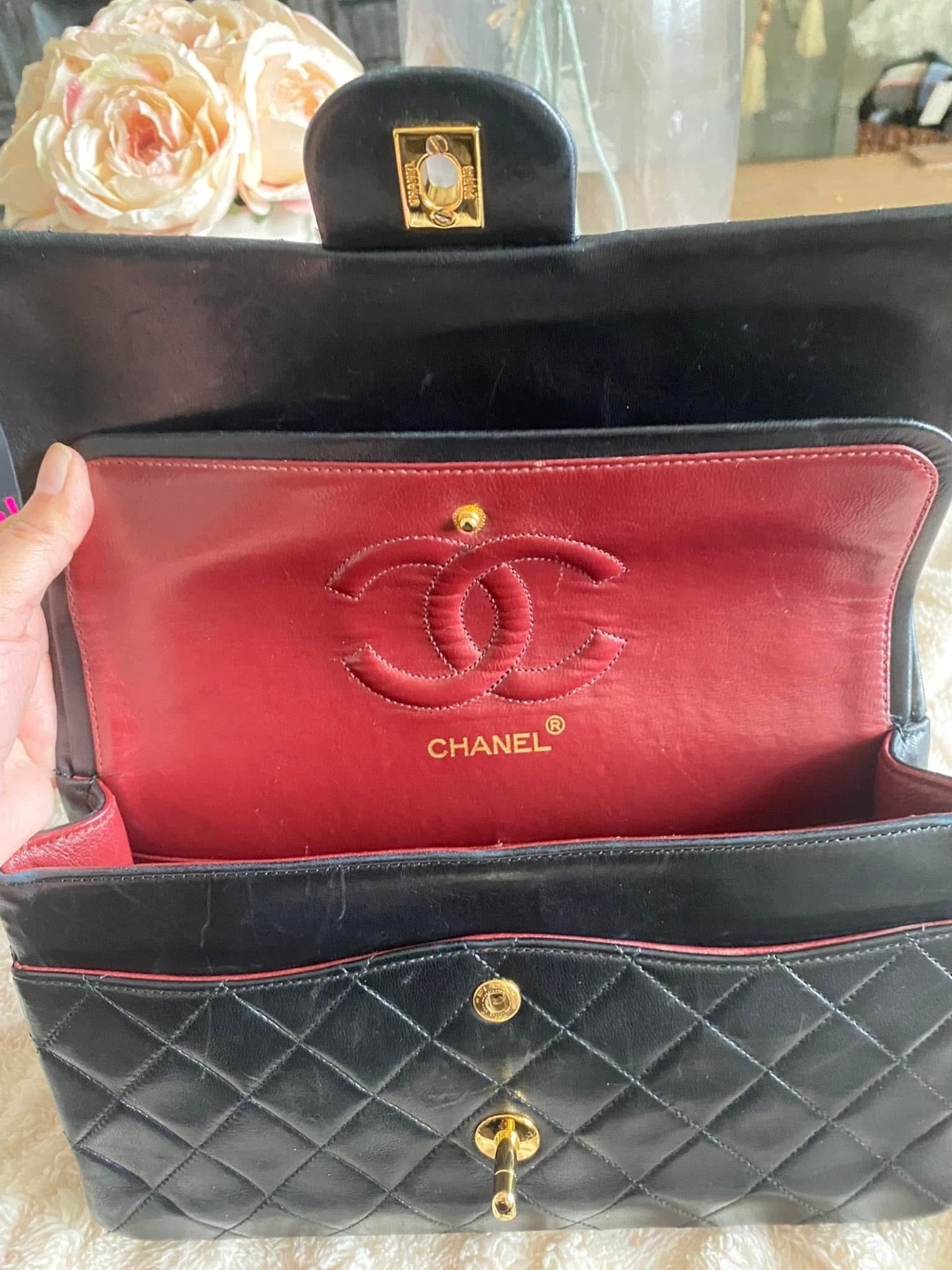 Chanel Vintage Classic Double Flap Bag Quilted Lambskin Medium