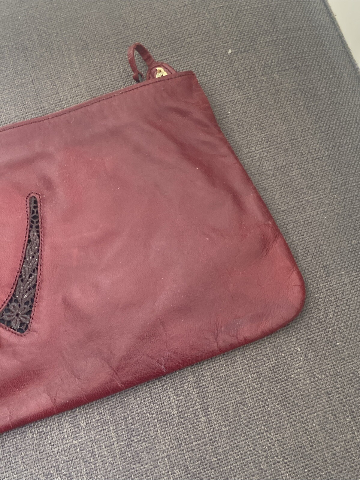 Vintage Nina Ladies Genuine Calfskin Burgandy Leather Handbag Made In Spain