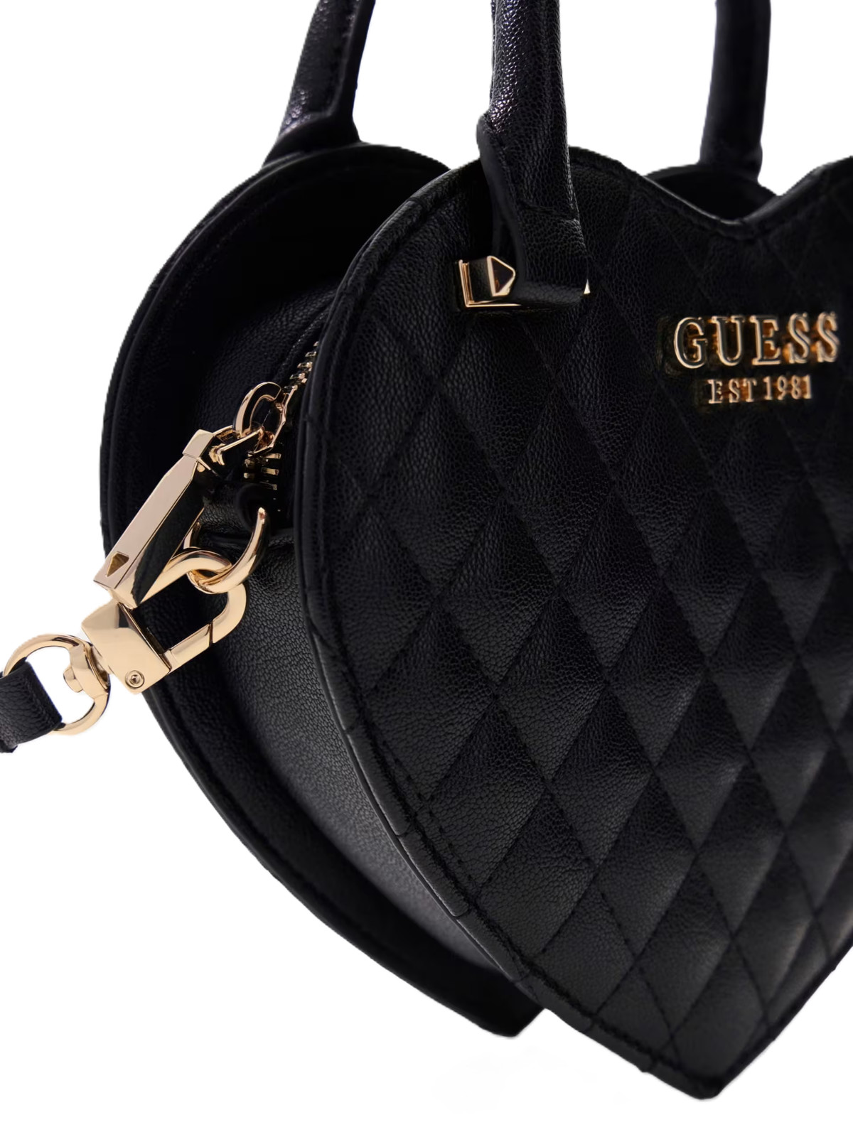 GUESS HWQG98 94770 ATABEY HEART BAG WOMEN ZIPPER ZIP FAUX LEATHER BLACK