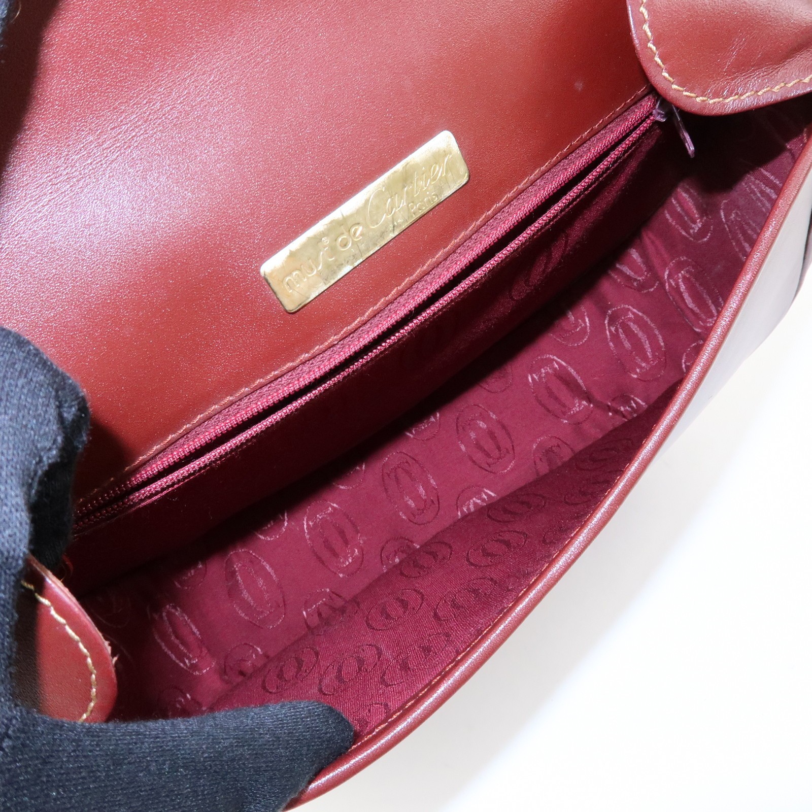 Cartier Must de Cartier Leather Shoulder Bag Crossbody Bag Bordeaux Used F/S