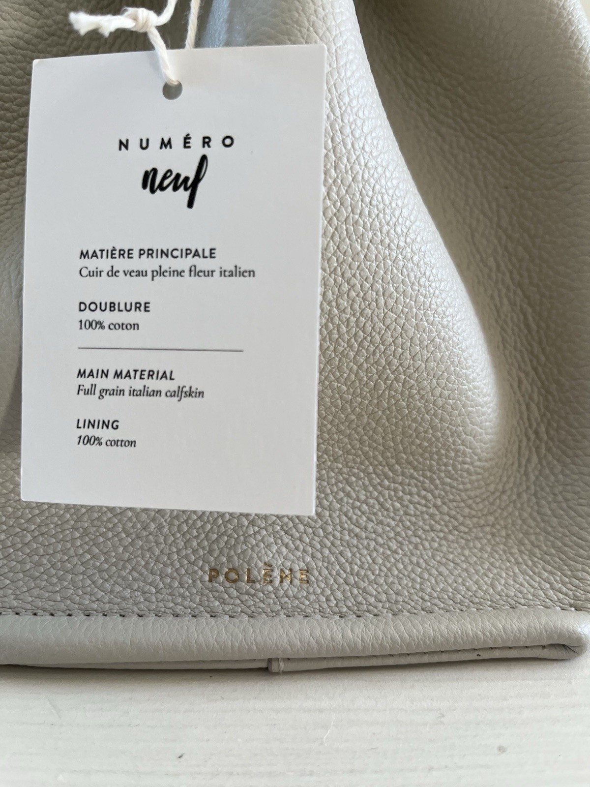 Polene Numero Neuf Textured Chalk Leather Crossbody Handbag NWT