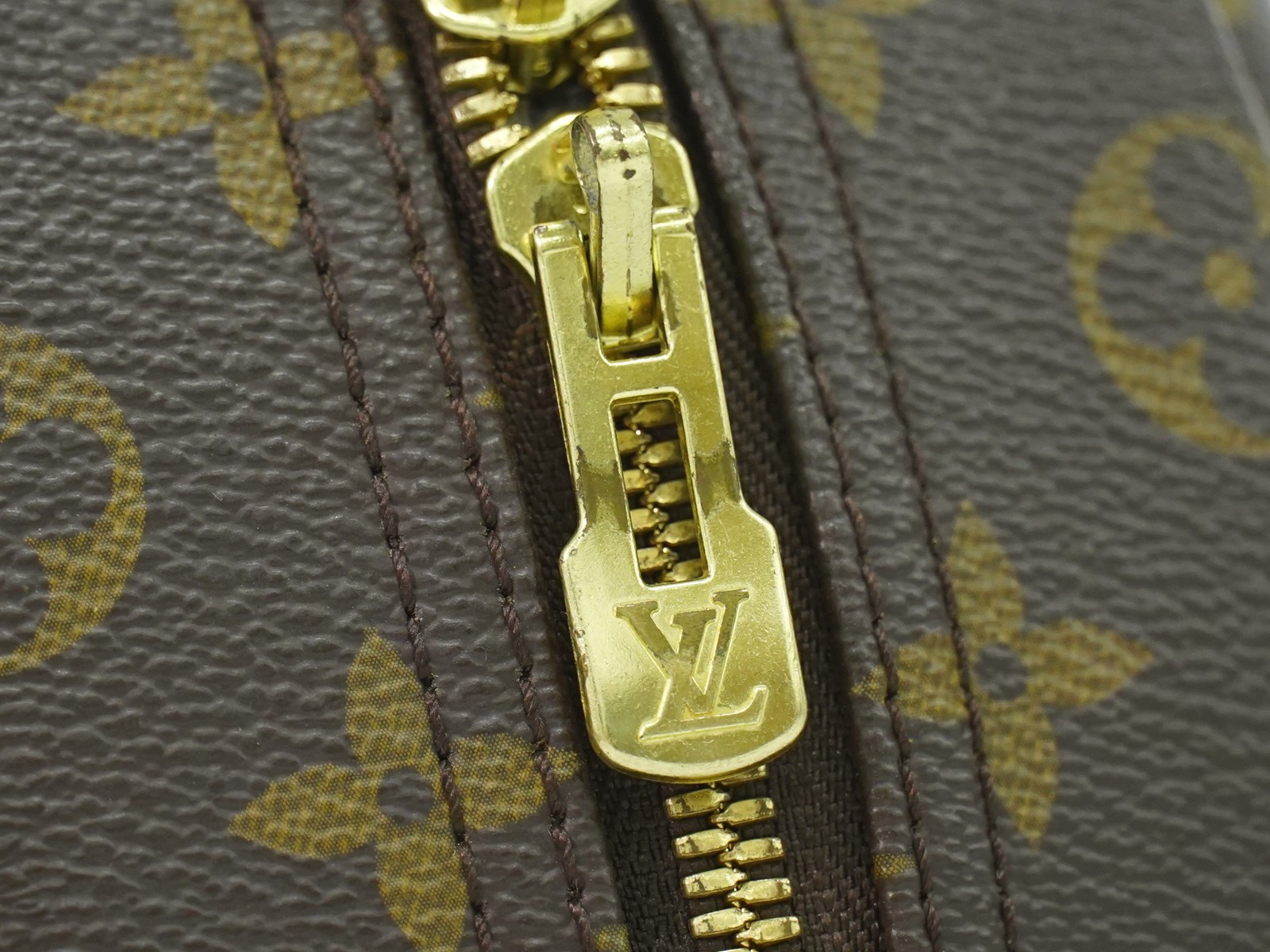 Louis Vuitton Trouville M42228 Monogram Canvas Handbag Brown Gold