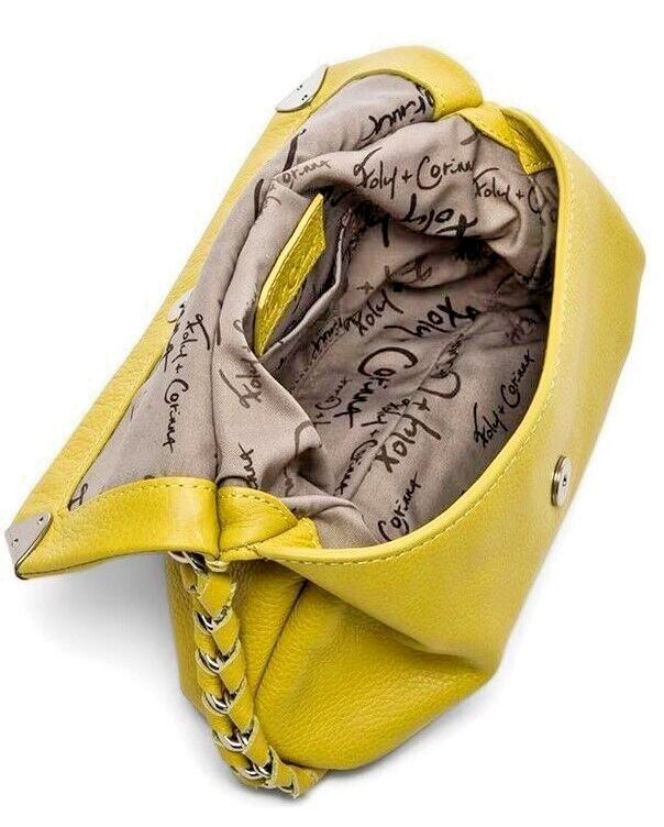 Foley+Corinna Unchained Pebbled Leather Crossbody In Lime (Yellow) NWT-9″W x 6″T