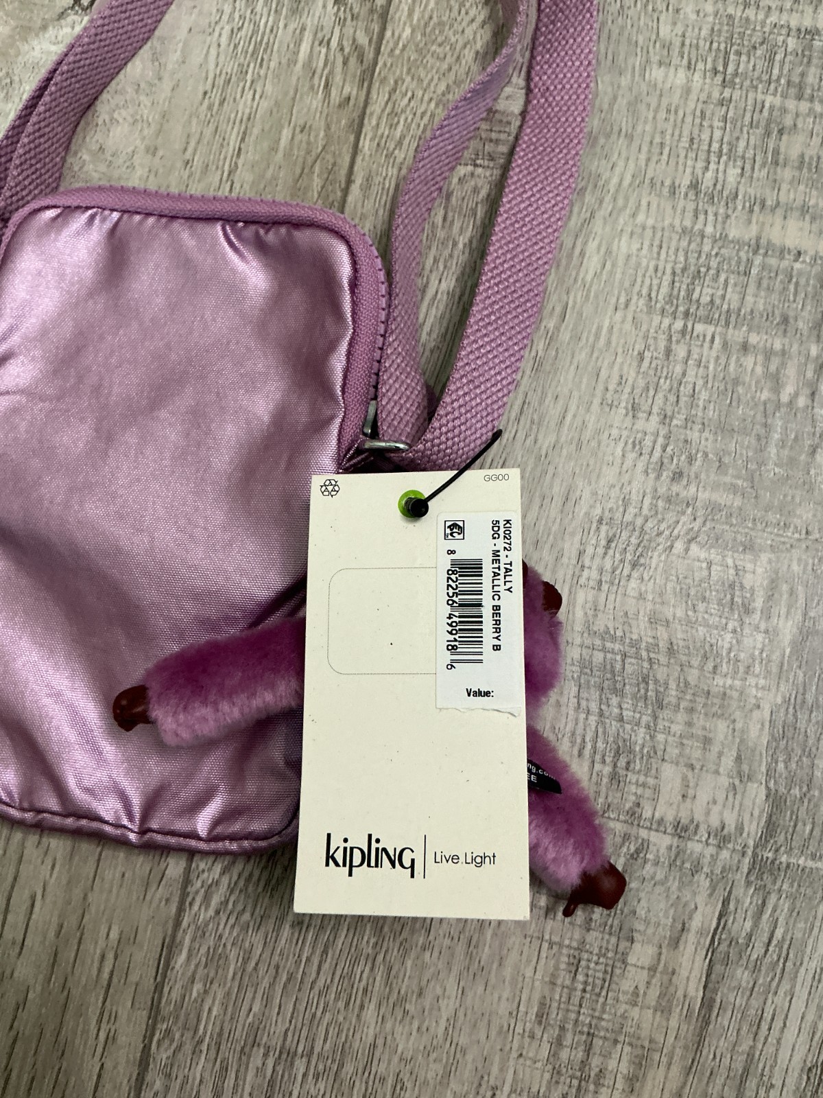 Kipling Metallic Berry Phone Crossbody Phone Bag Mini Sling NWT Monkey Charm