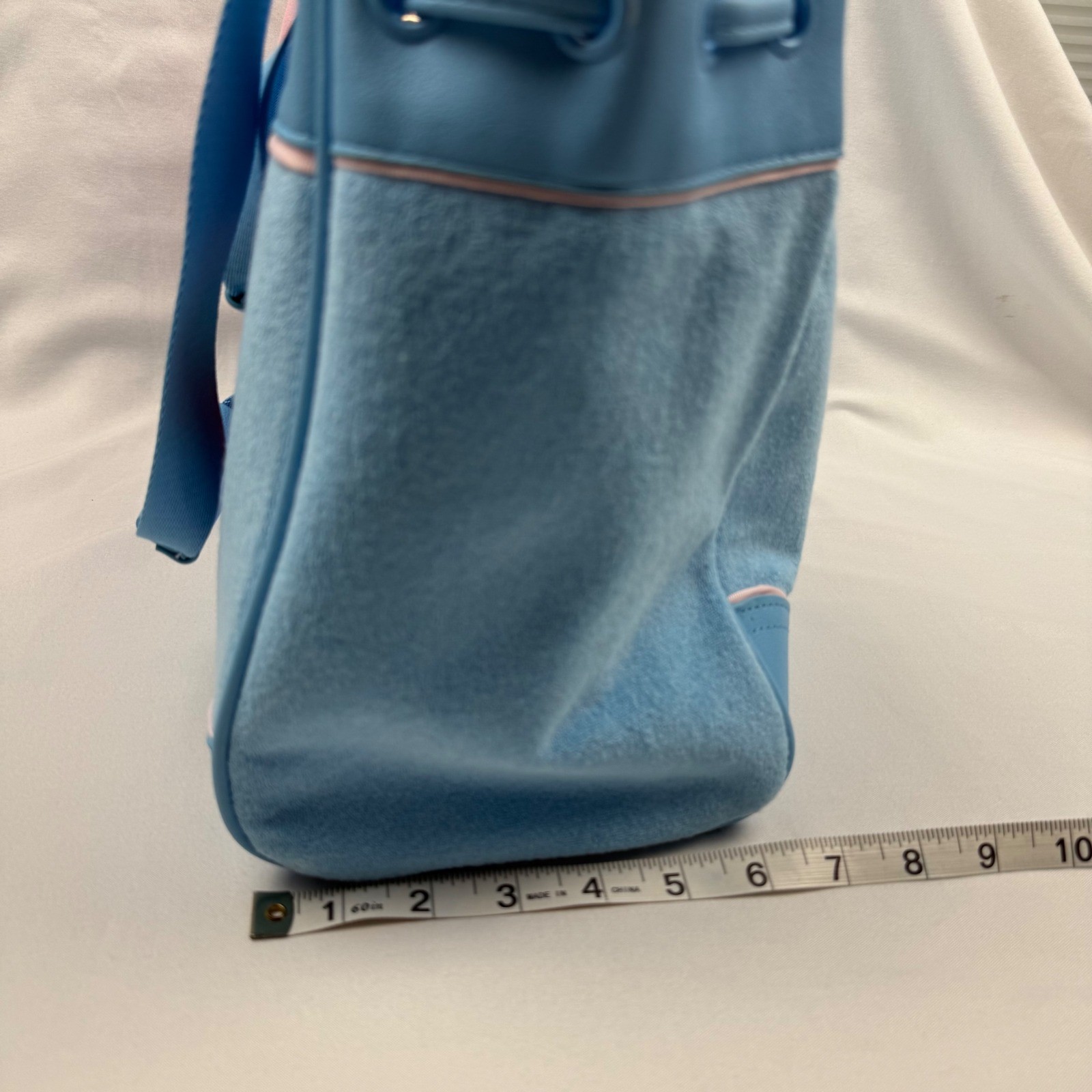 Juicy Couture Retro Strawberry Tote Blue Gleam Velour Bag Charm Coin Pouch NWT