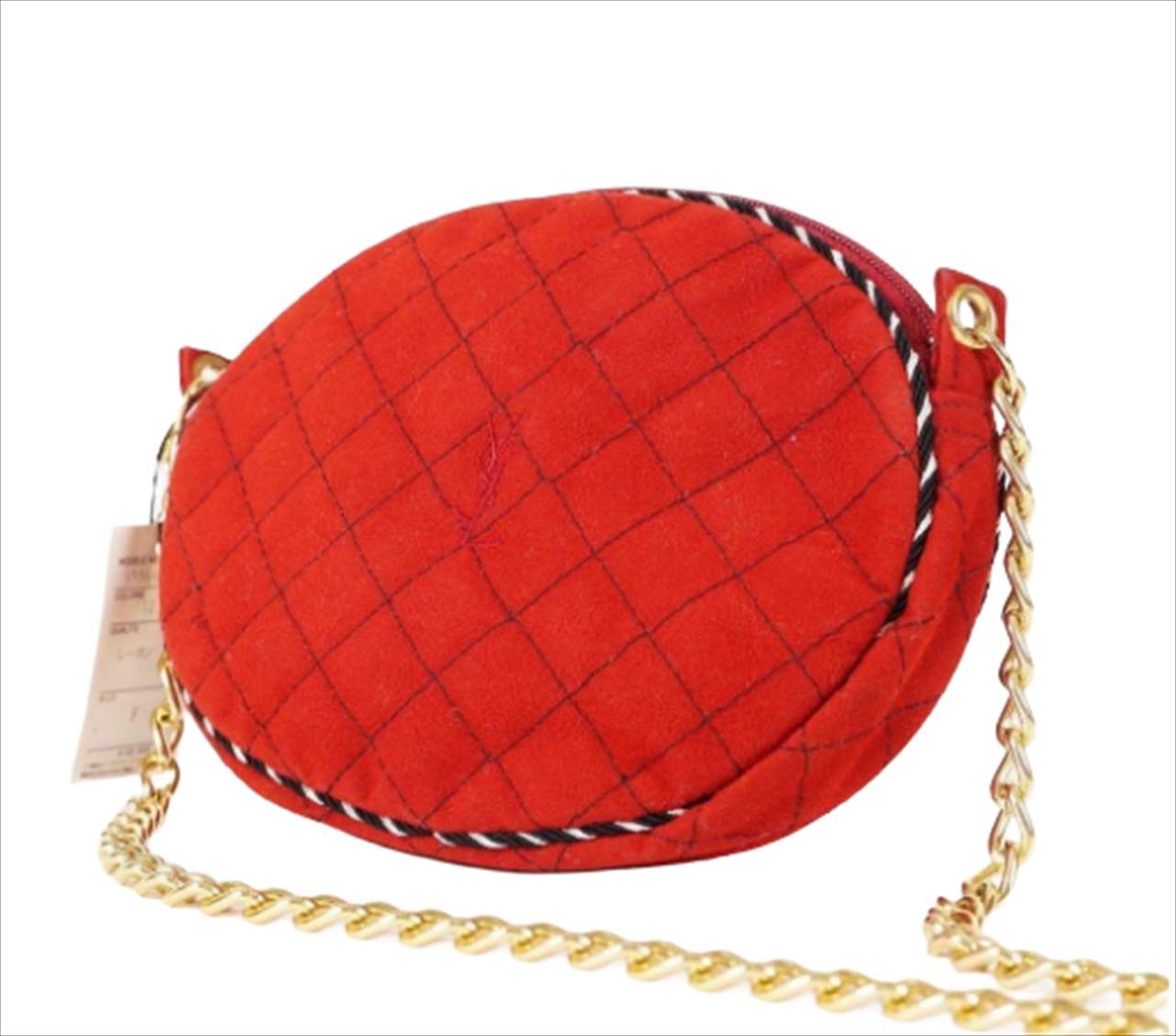 Yves Saint Laurent Shoulder Bag w/Tag Suede Red Size: W:6.7 × H:5.1in. [Unused]