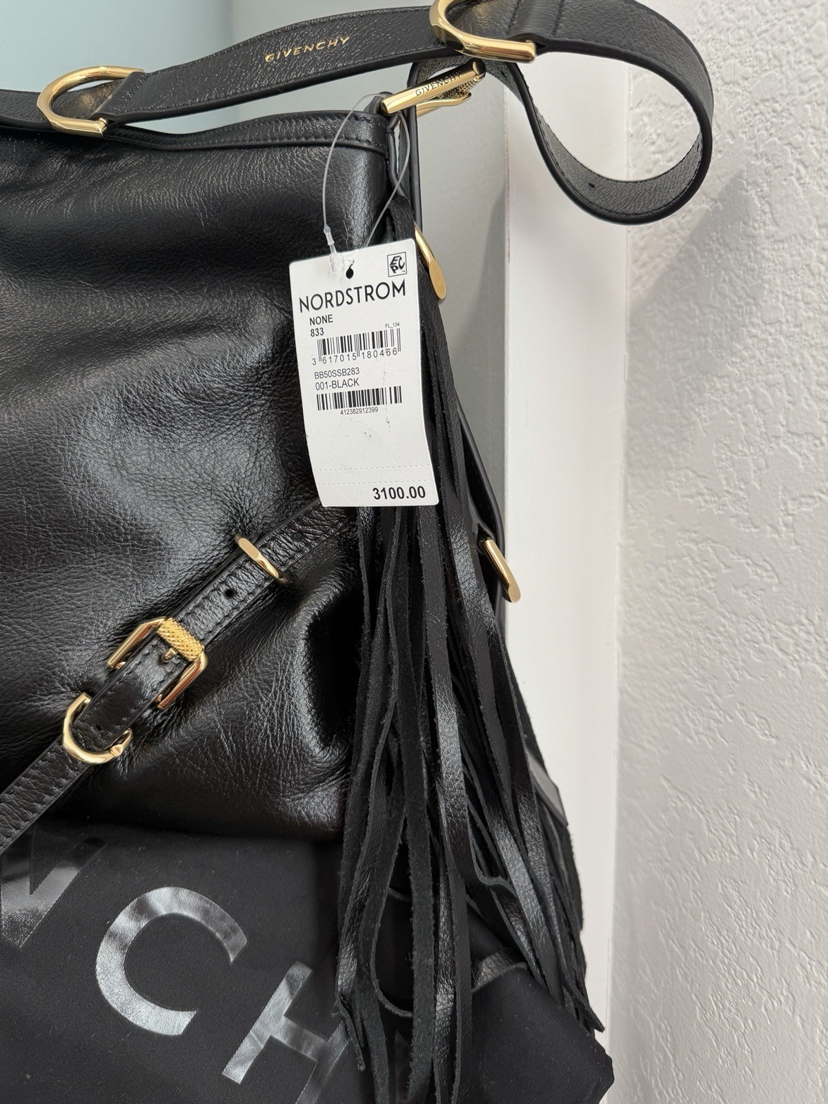 Givenchy Medium Voyou Fringe Leather Hobo Bag NEW Black Gold $3100