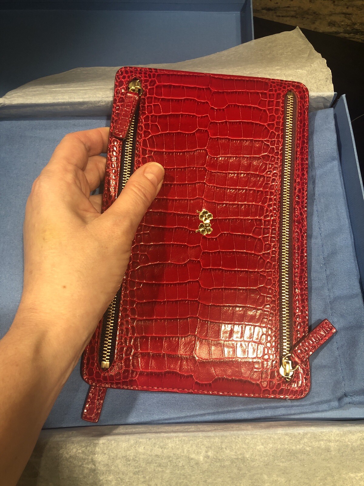 Smythson Of Bond Street Currency Case Red Leather
