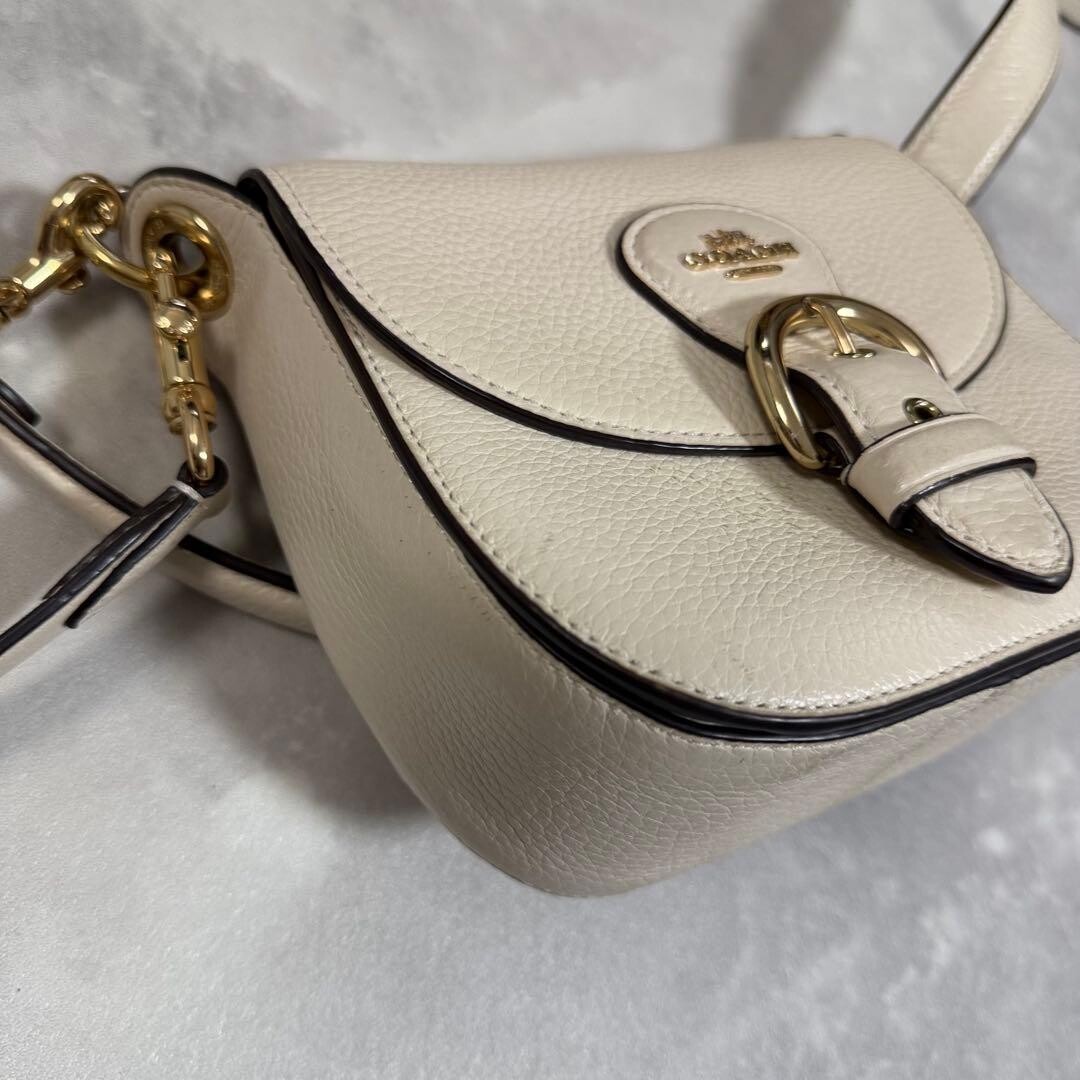 COACH Shoulder Bag C5685 Leather Chalk Auth Vintage From Japan
