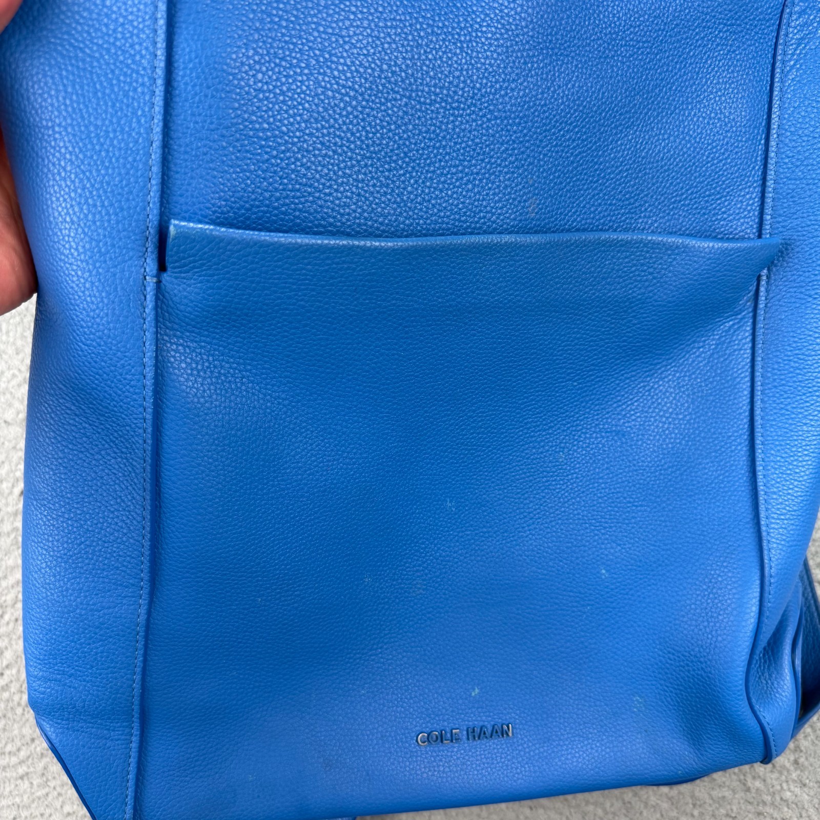 Cole Haan Backpack Blue Grand Series Convertible Shoulder Crossbody Leather Bag