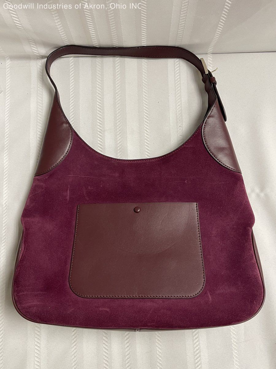 Kate Spade New York Burgundy Purple Suede Leather Hobo Bag Gold Hardware COA