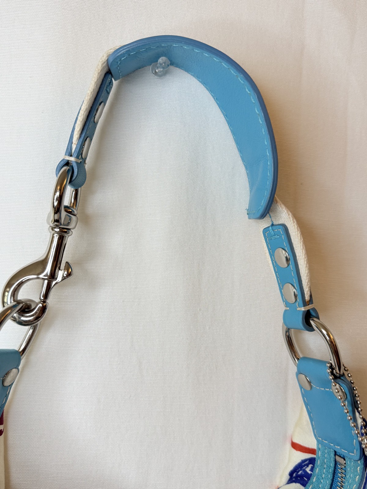 Coach Multicolor Scribble Logo Hampton Hobo Medium Shoulder Bag Y2k Blue Leather