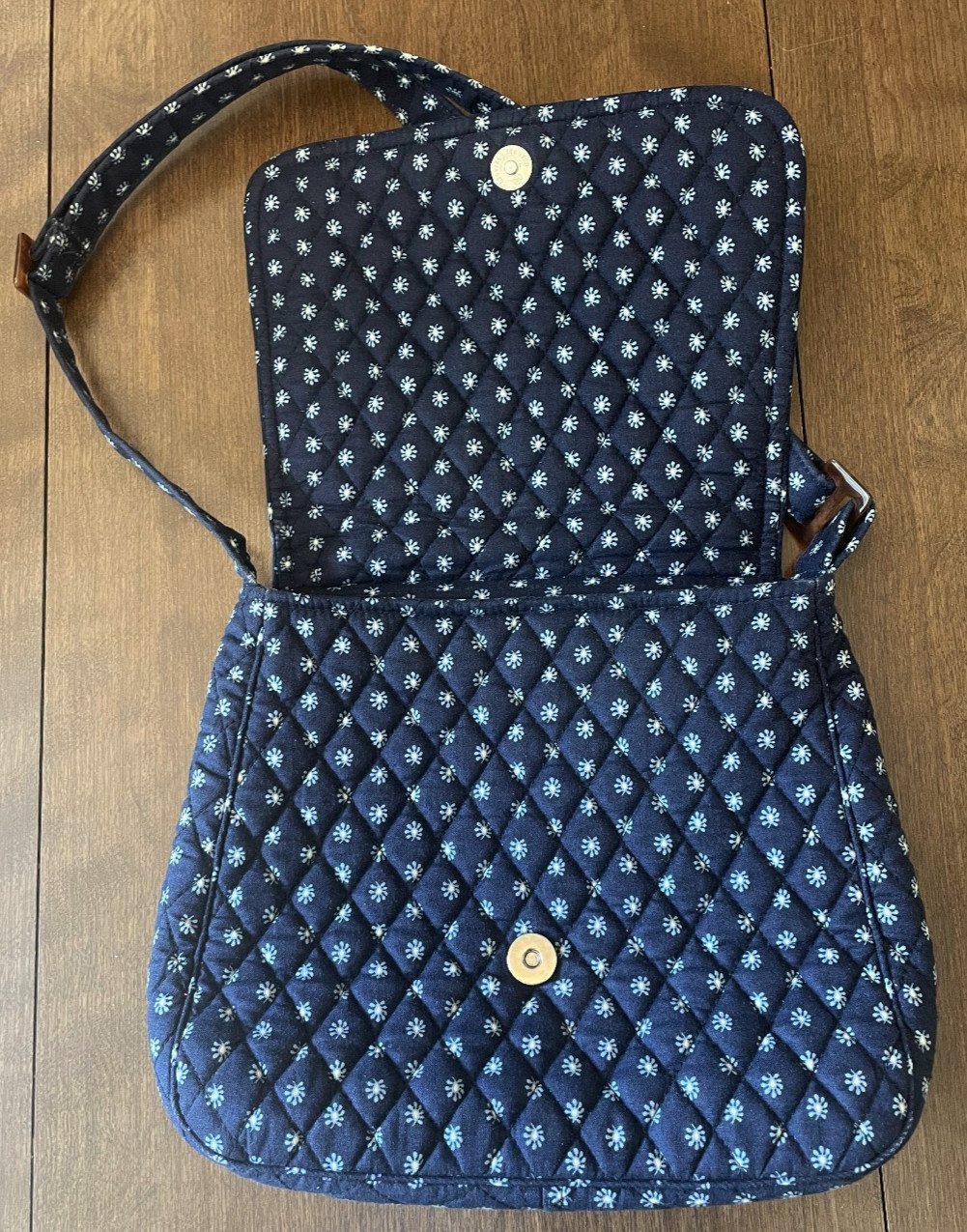 Vtg Vera Bradley Purse Bag Blue Floral Paisley Quilted Pattern Magnetic Button