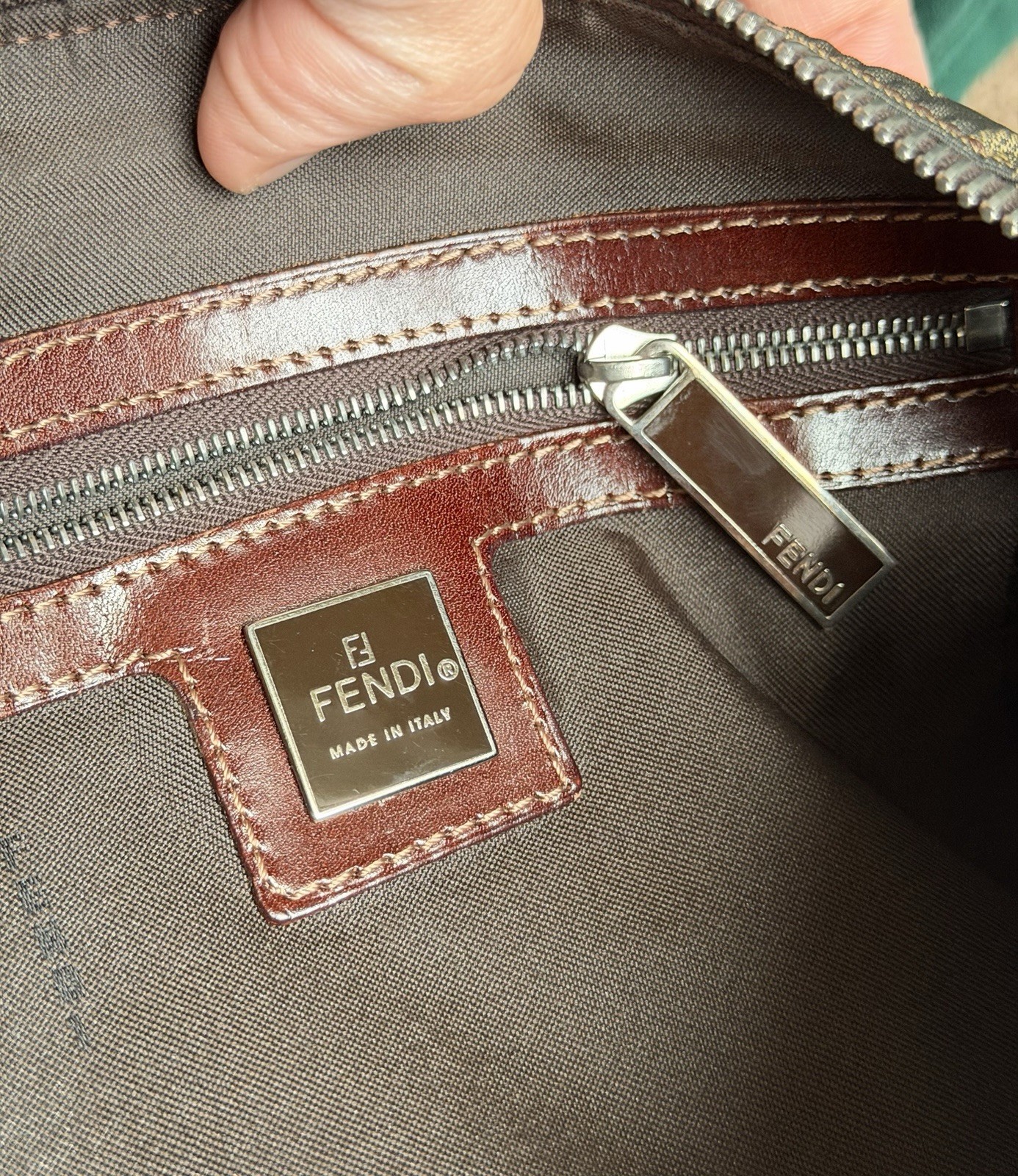 Fendi Brown Zucca Pattern Monogram Canvas Crossbody Bag Authentic Vintage
