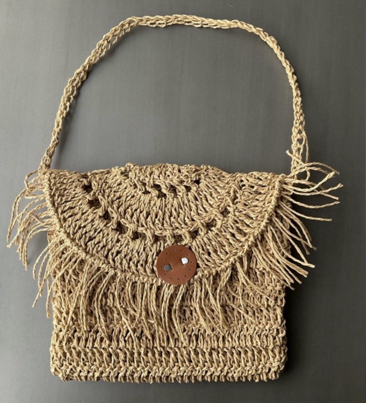 Artisan Crafted, Tulum Boho style Handmade Paper Yarn Crochet Handbag