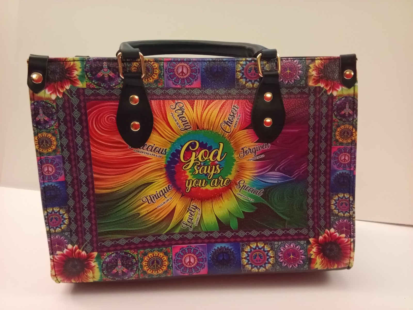 BFlairs God Say You Are Unique Special Strong Bag Purse Religious Women Flowers