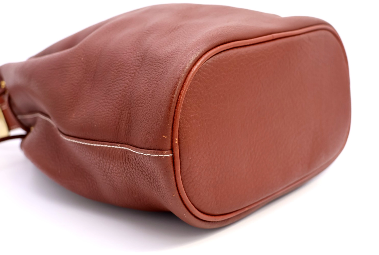 BURBERRY Nova-Check Drawstring Shoulder Bag Leather Brown Everyday Authentic