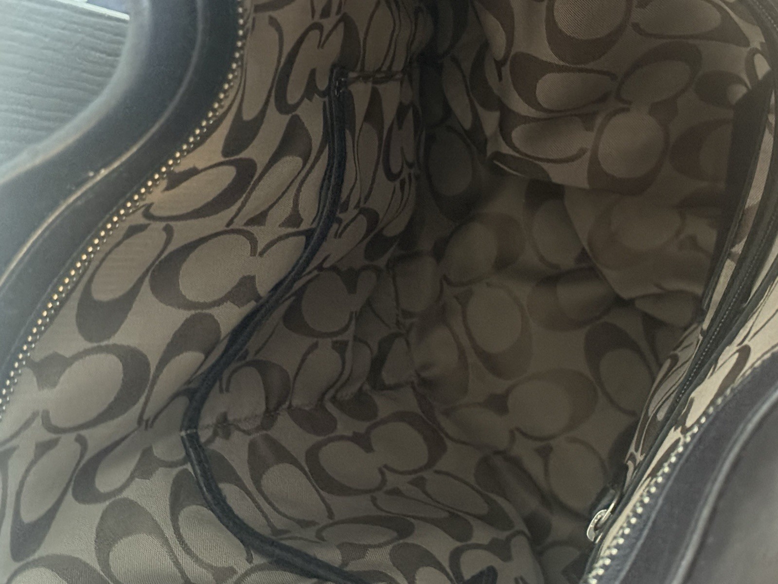 Coach Black Logo Shoulder Bag Zip Closure Adjustable Strap Inner Pockets