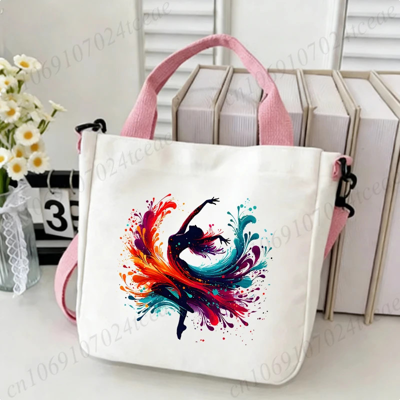 Women’s Canvas Shoulder Bag Watercolor Dance Girls Aesthetics Crossbody Bags Fas