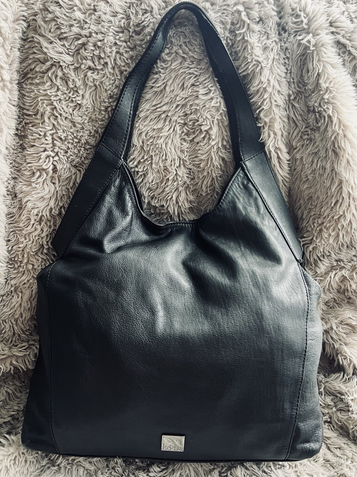 KOOBA Women’s Large Oakland HOBO Tote Shoulder Bag Leather Silver Hardware