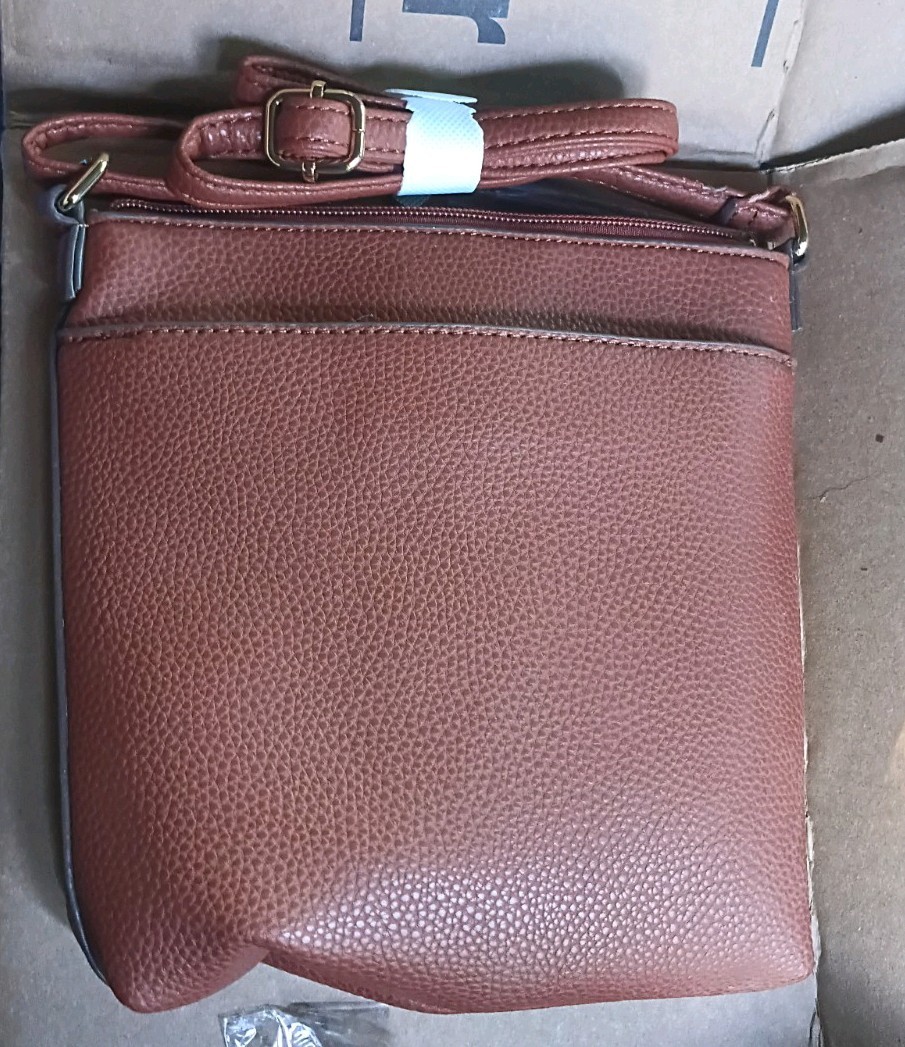 Sergio Valentino Women’s Medium Brown Pebbled Zip Shoulder Bag w/ Coin Purse