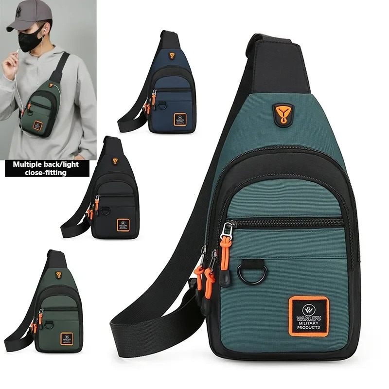 Fashion Men’s Chest Bag Handbag Lightweight Oxford Fabric Crossbody Shoulder Bag