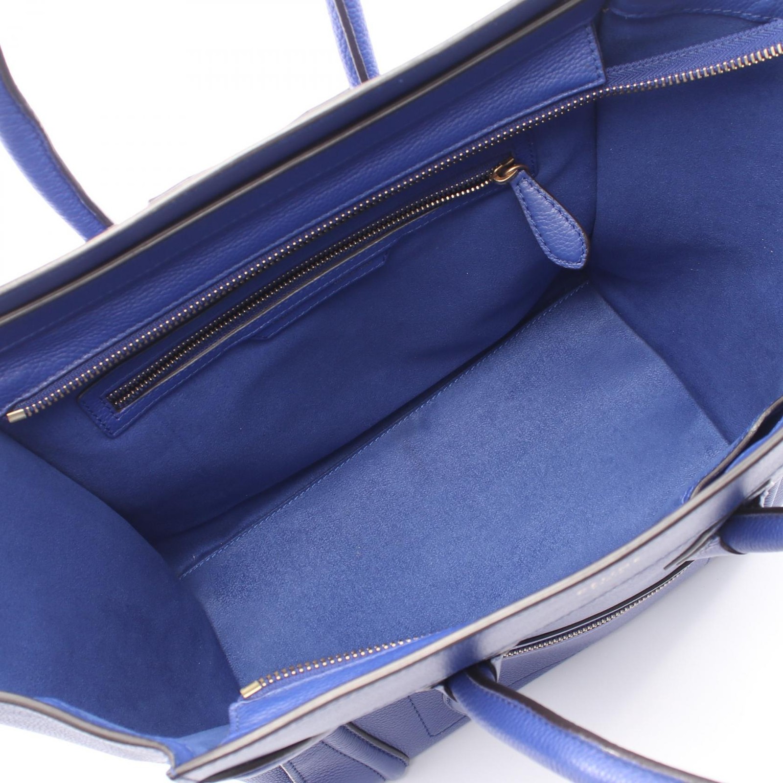 CELCeline 189703 Phantom Royal Blue Grained Leather Tote Matching Blue Lining