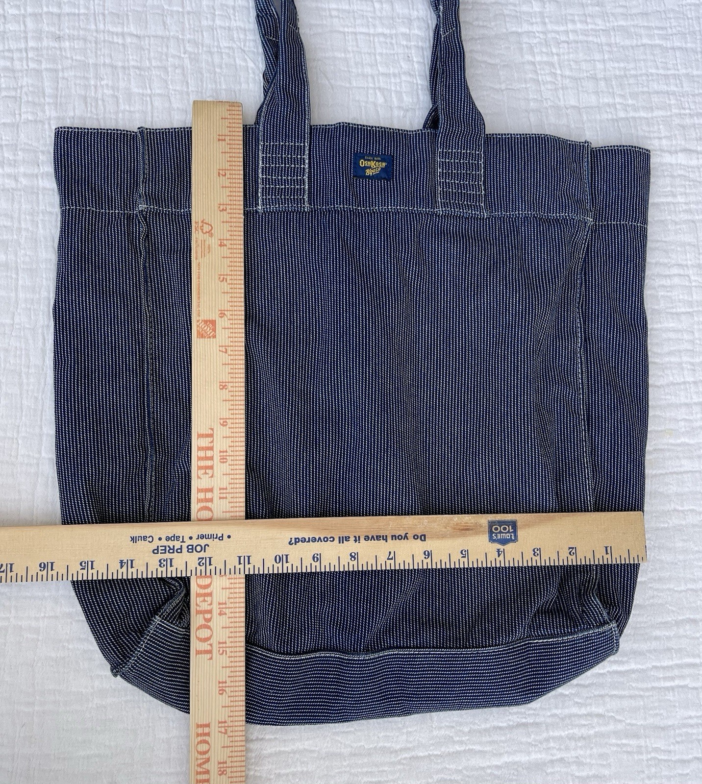Vintage OshKosh B’gosh Blue Denim Tote Bag Large Cotton Shoulder Shopper USA