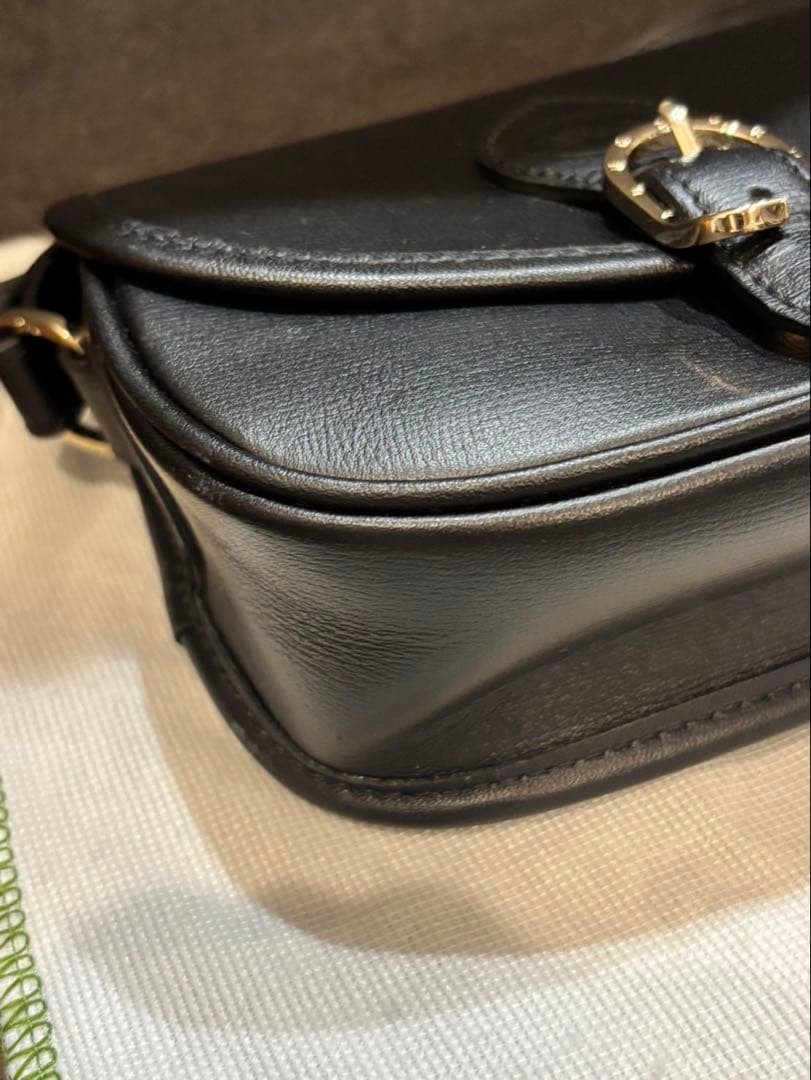 Longchamp Black Leather Shoulder Bag, 5.9 x 7.1 x 2.4 inches, Used