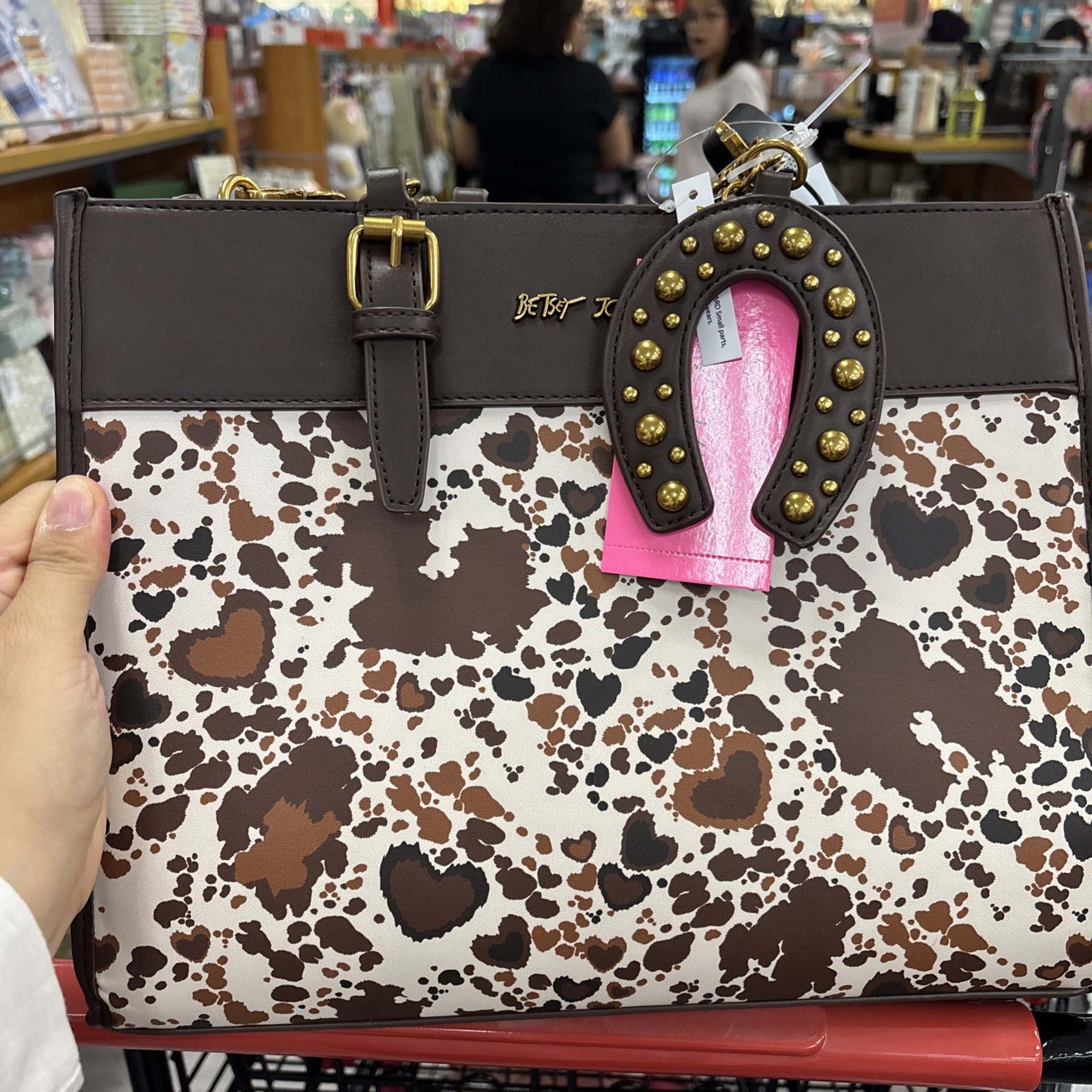 Betsey Johnson Cow Heart-Print Western Tote Handbag