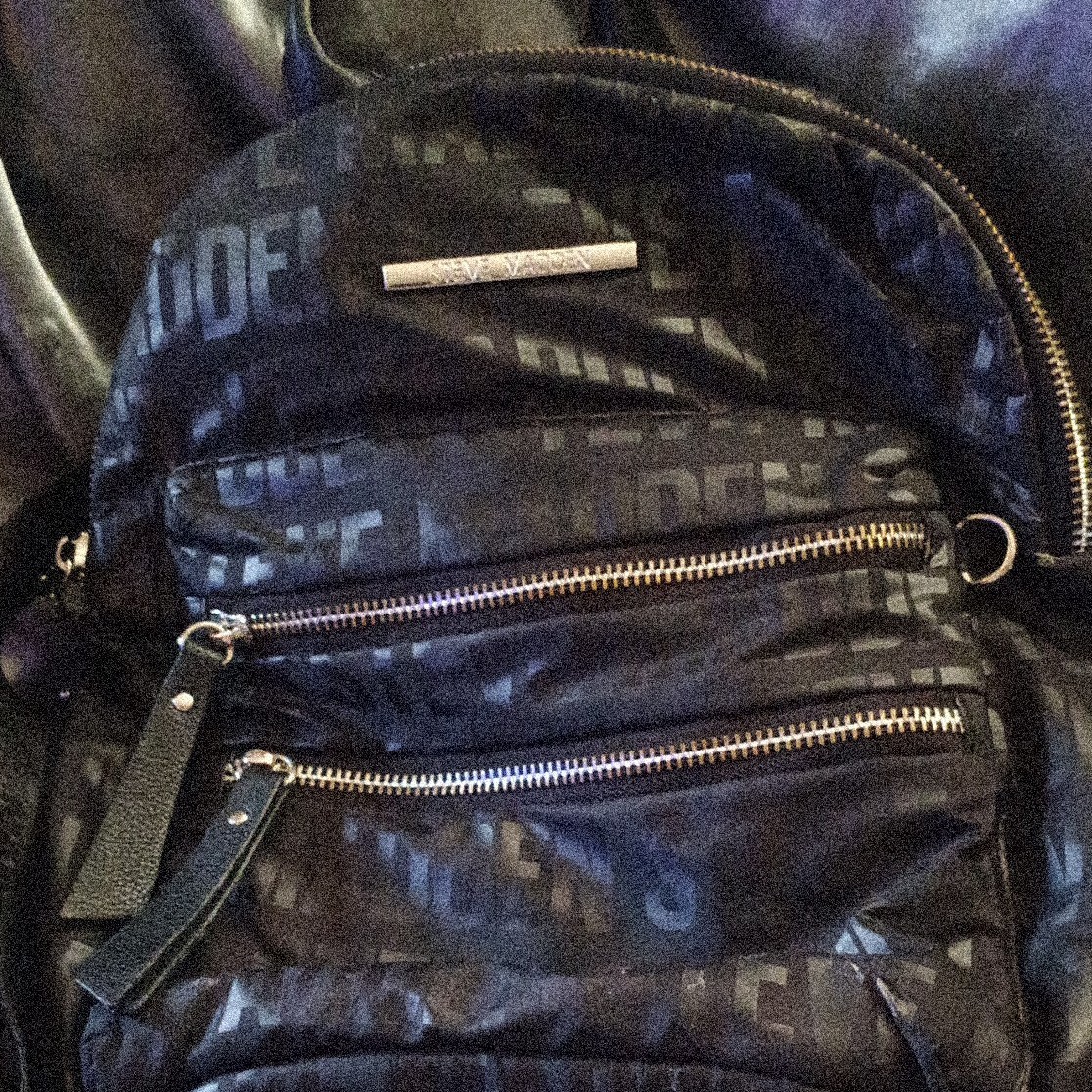 Steve Madden Black Logo Backpack w/ Gold Hardware Zip Closure