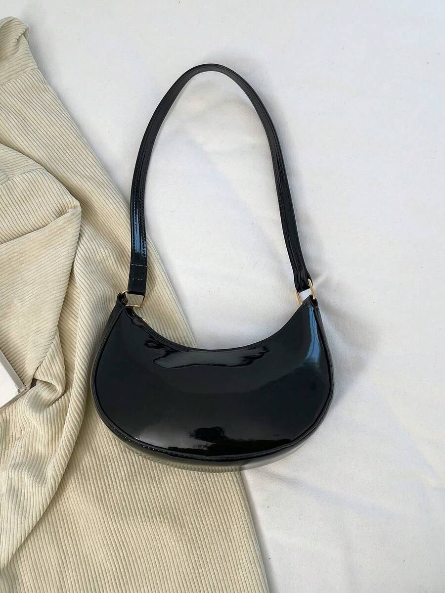 Star Cutout Baguette Bag Small PU Leather Shoulder Purse Women Casual Chain