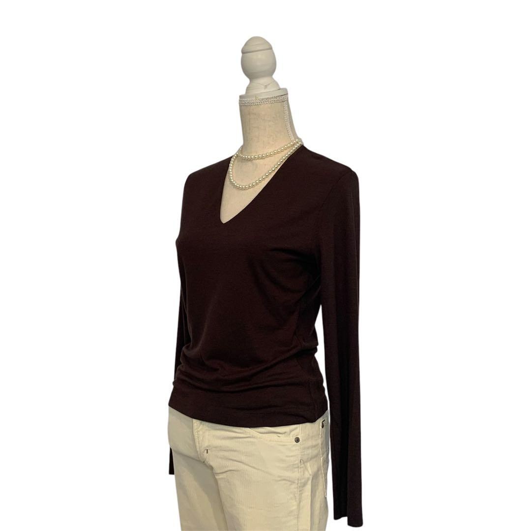 LOEWE V-Neck Long Sleeve T-Shirt L Slim Fit Gray Used
