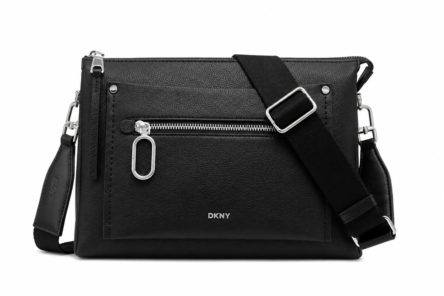 DKNY Black Pebbled Faux Leather Crossbody Bag Adjustable Strap NWOT