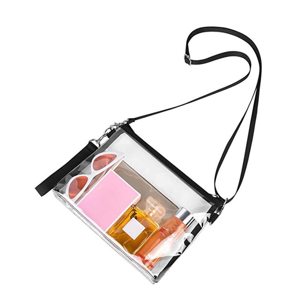 BEAMARKER Clear Bag for Stadium 8.46×10.83×0.08 inch(21.5×27.5×0.2cm), Black