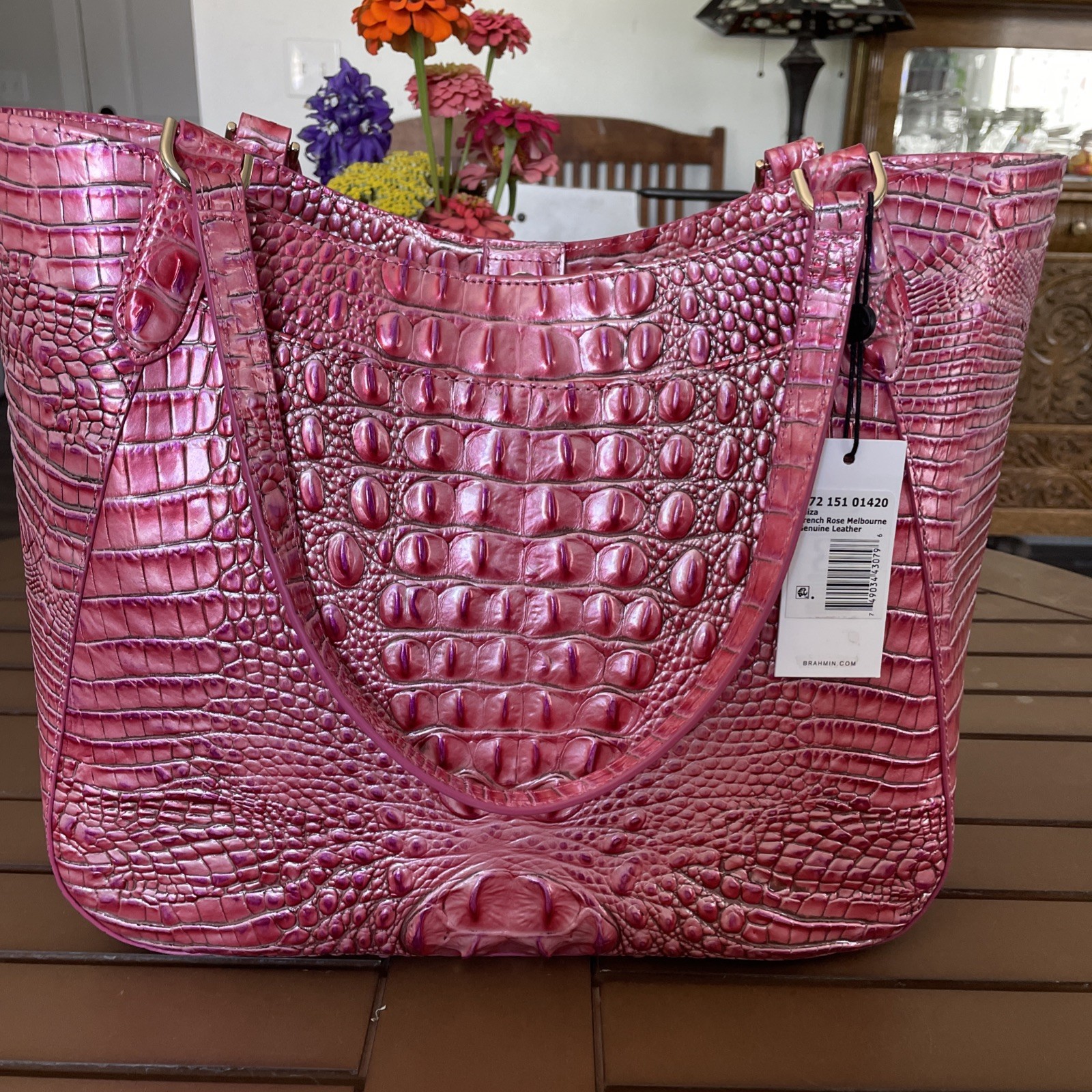 NEW BRAHMIN Aliza, French Rose melbourne genuine leather $345