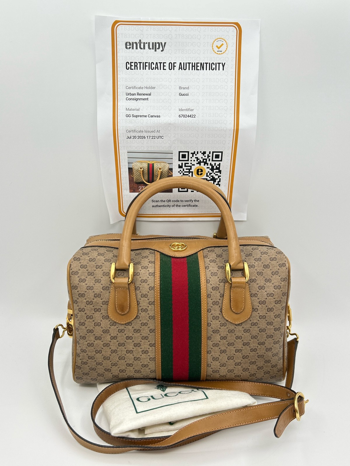 Gucci Vintagee Micro GG Supreme Web Boston Bag Purse Authentic Designer Women
