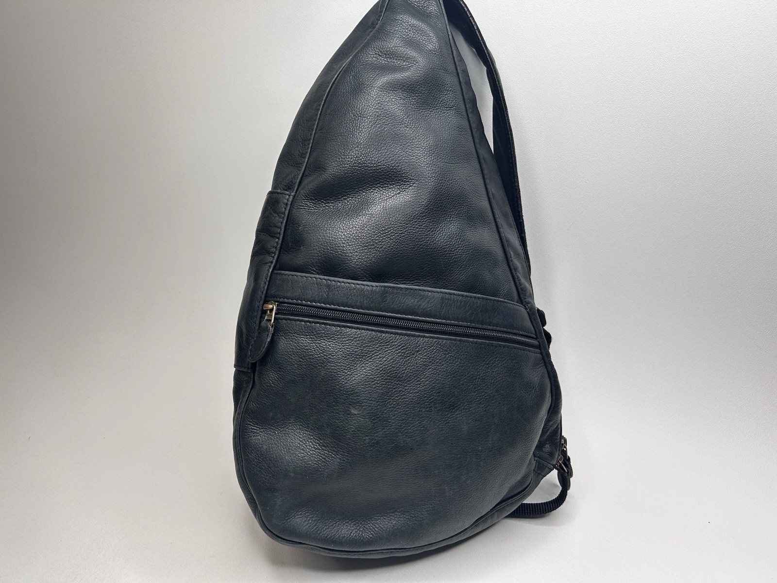 LL Bean AMERIBAG Healthy Back Blk Leather Sling Backpack Crossbody Ergonomic Bag