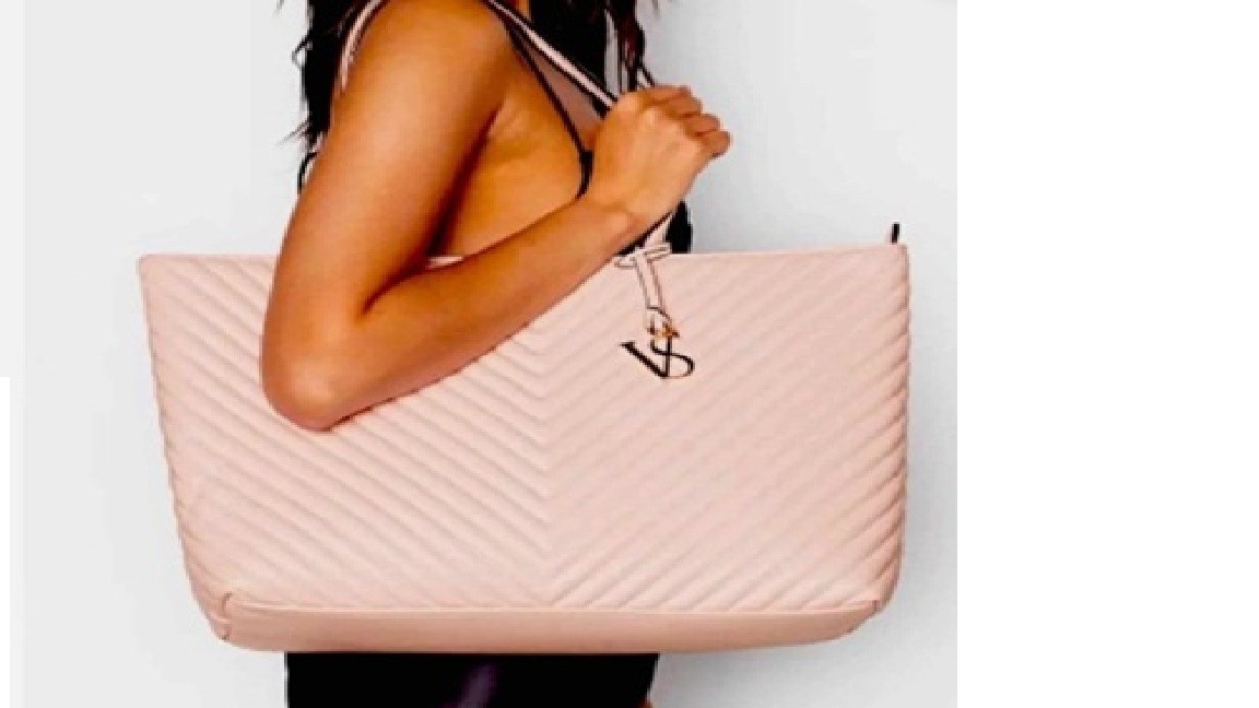 New Victoria Secret Pink Blush Pebbled V-Quilt Everything Tote Large Weekend Bag