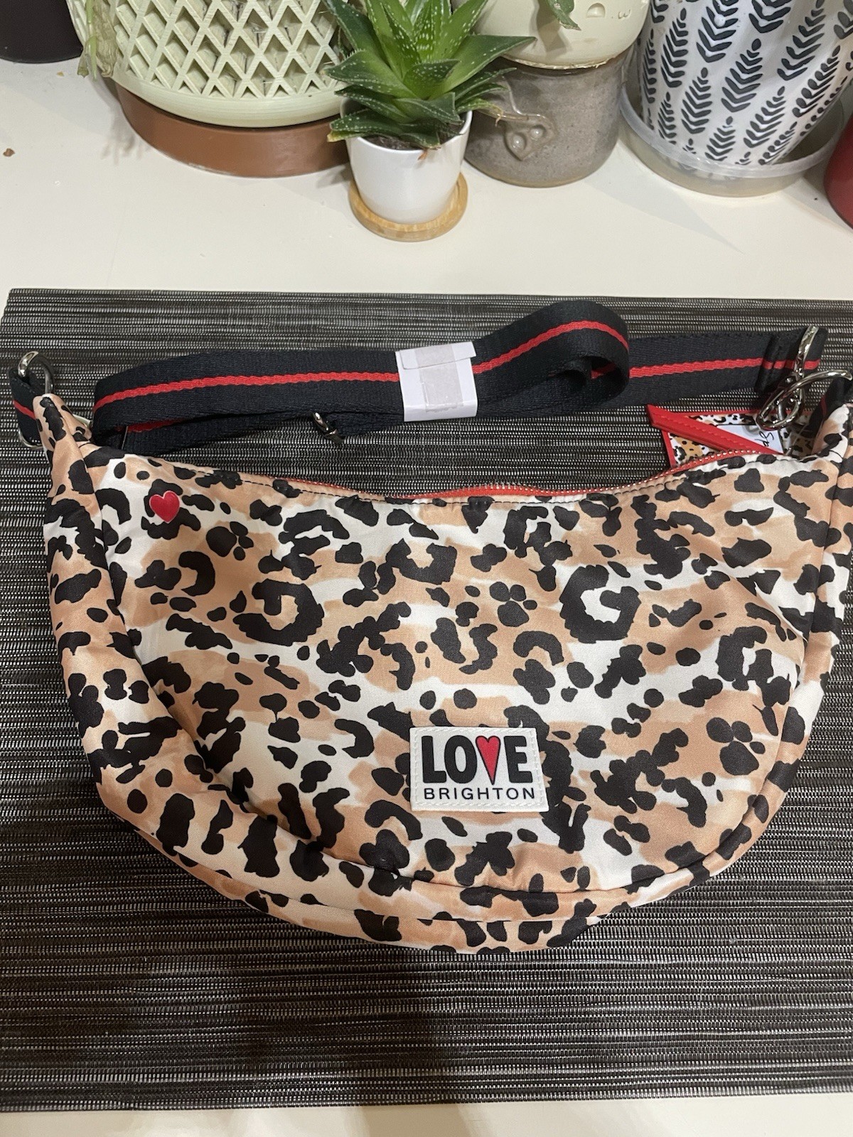 BRIGHTON Spotted Love Swing Bag Leopard Print NWT Animal Print Crossbody