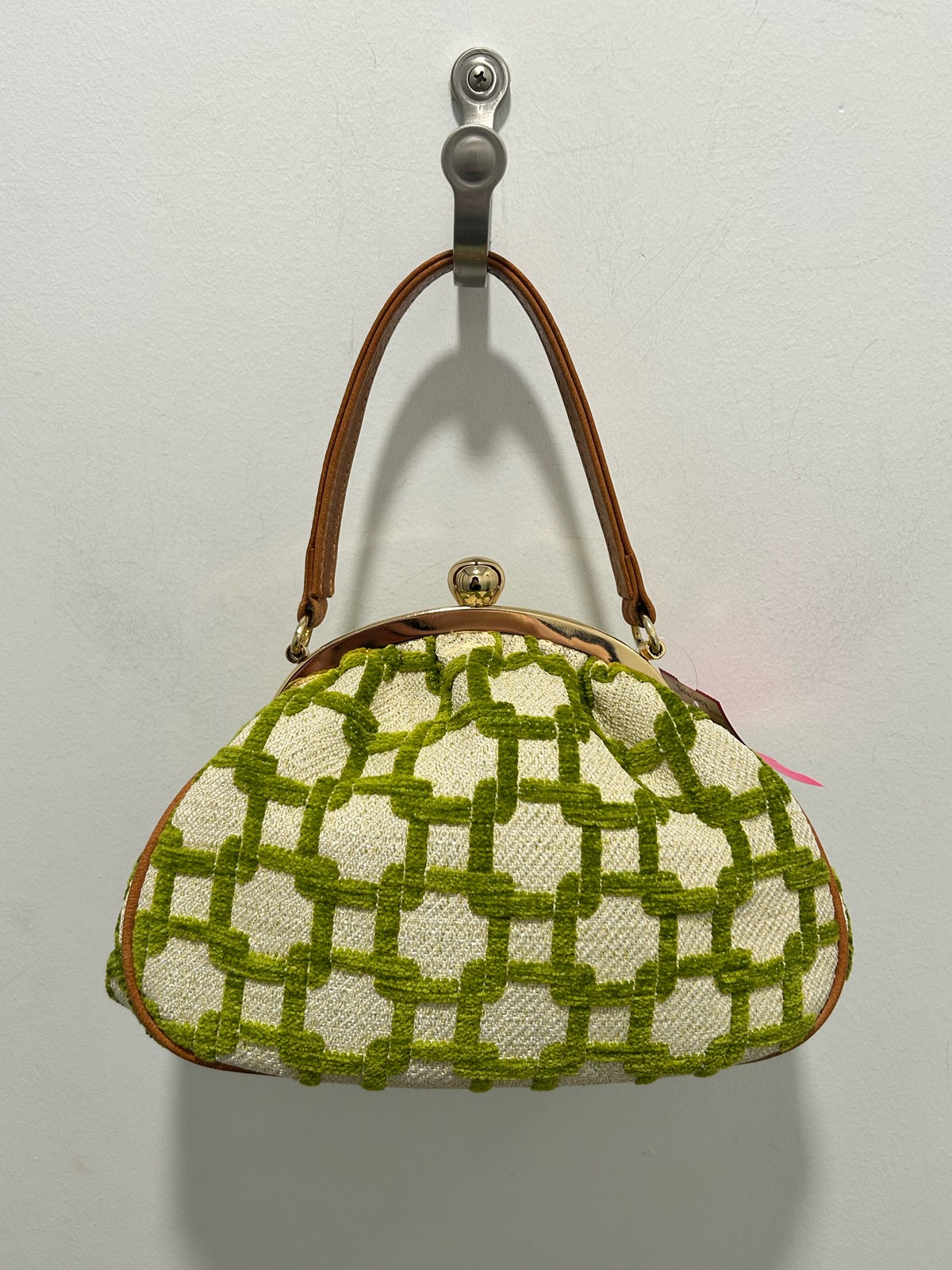 Glenda Gies Green & Beige Textile leather accent Purse