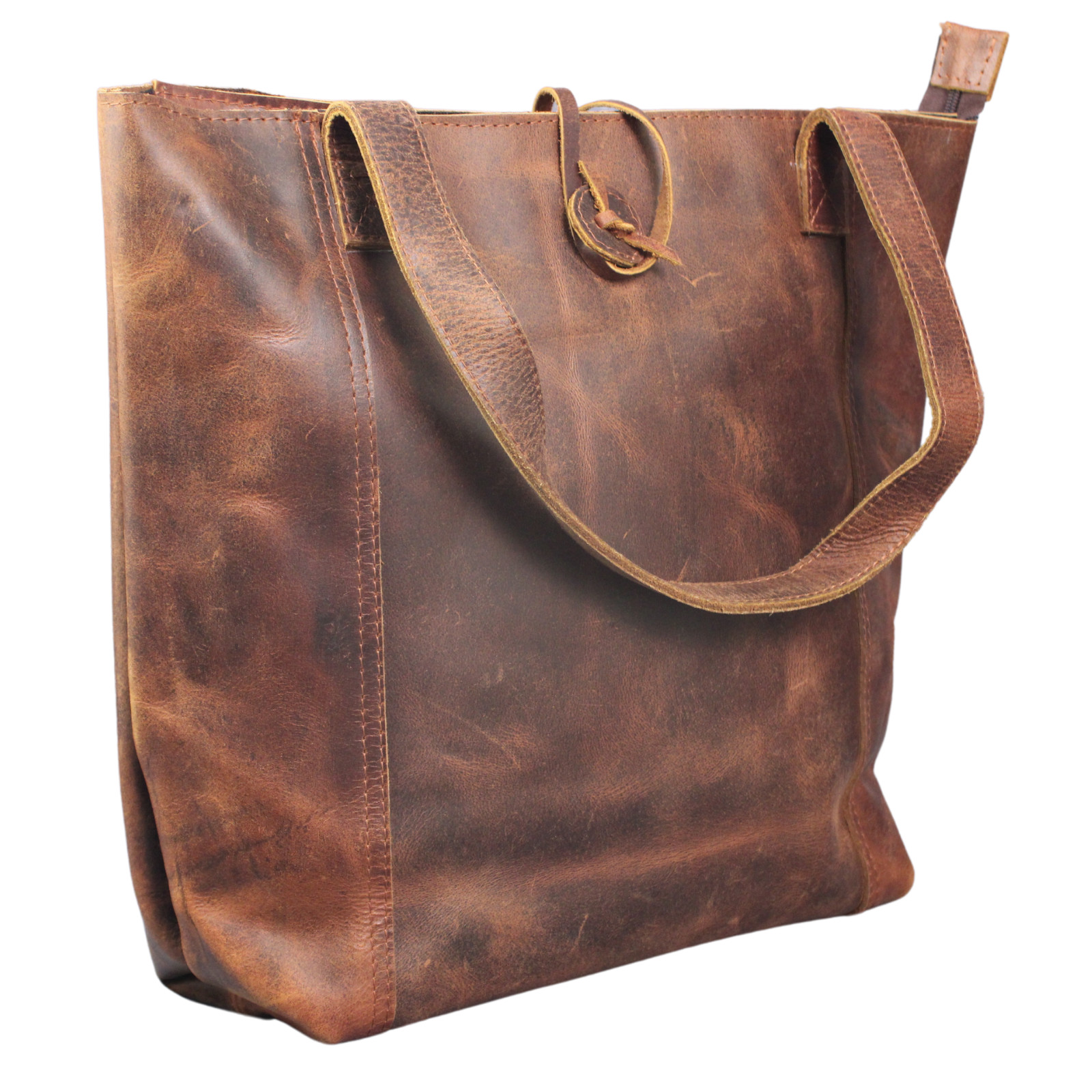 Genuine Leather Women Tote Large Shoulder Handbag Work Purse Brown Shopper bag