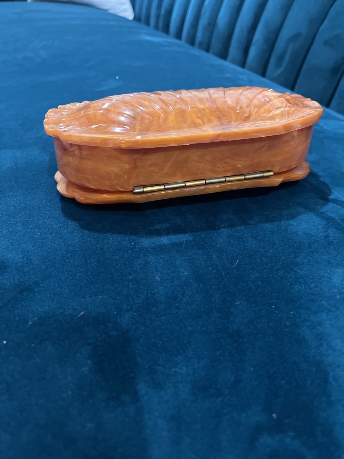 Vintage Bakelite/Lucite Hardy Shell Handbag Amber Tortoise Chain Clutch
