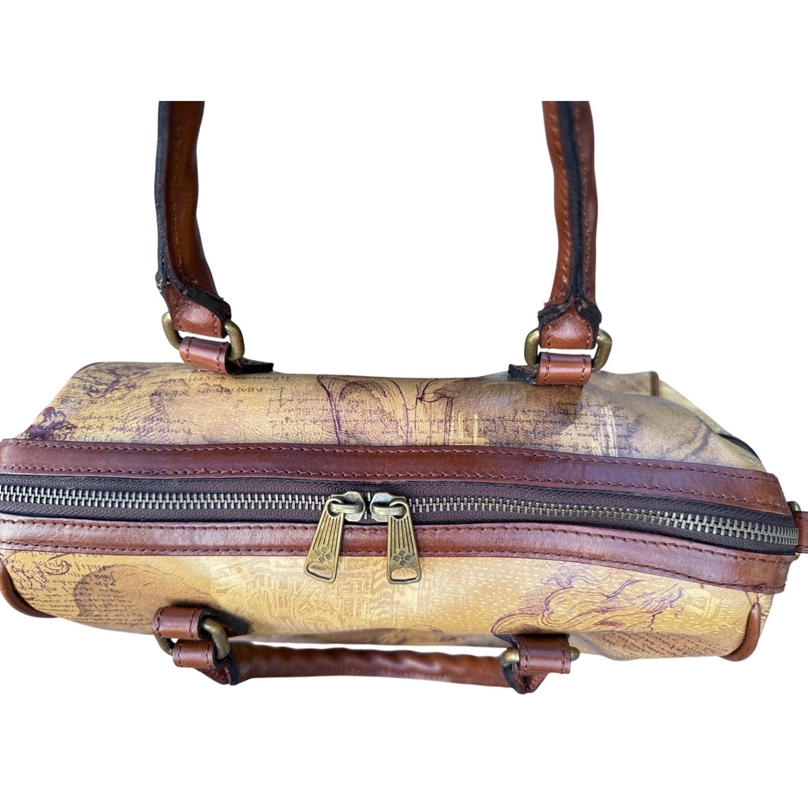 Rare Retired Patricia Nash Leather Satchel Italian Sketchbook Bag Tan Excellent