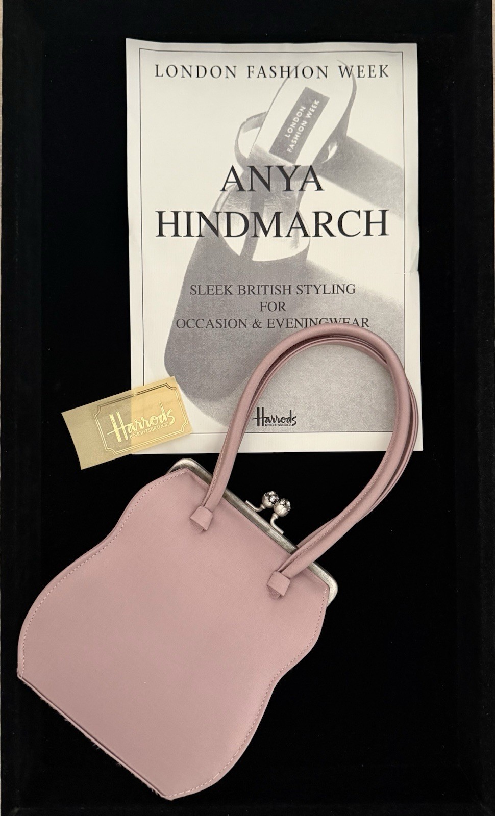 Vintage 1995 ‘Anya Hindmarch London’ Dress Handbag Harrods London T/Rose Color