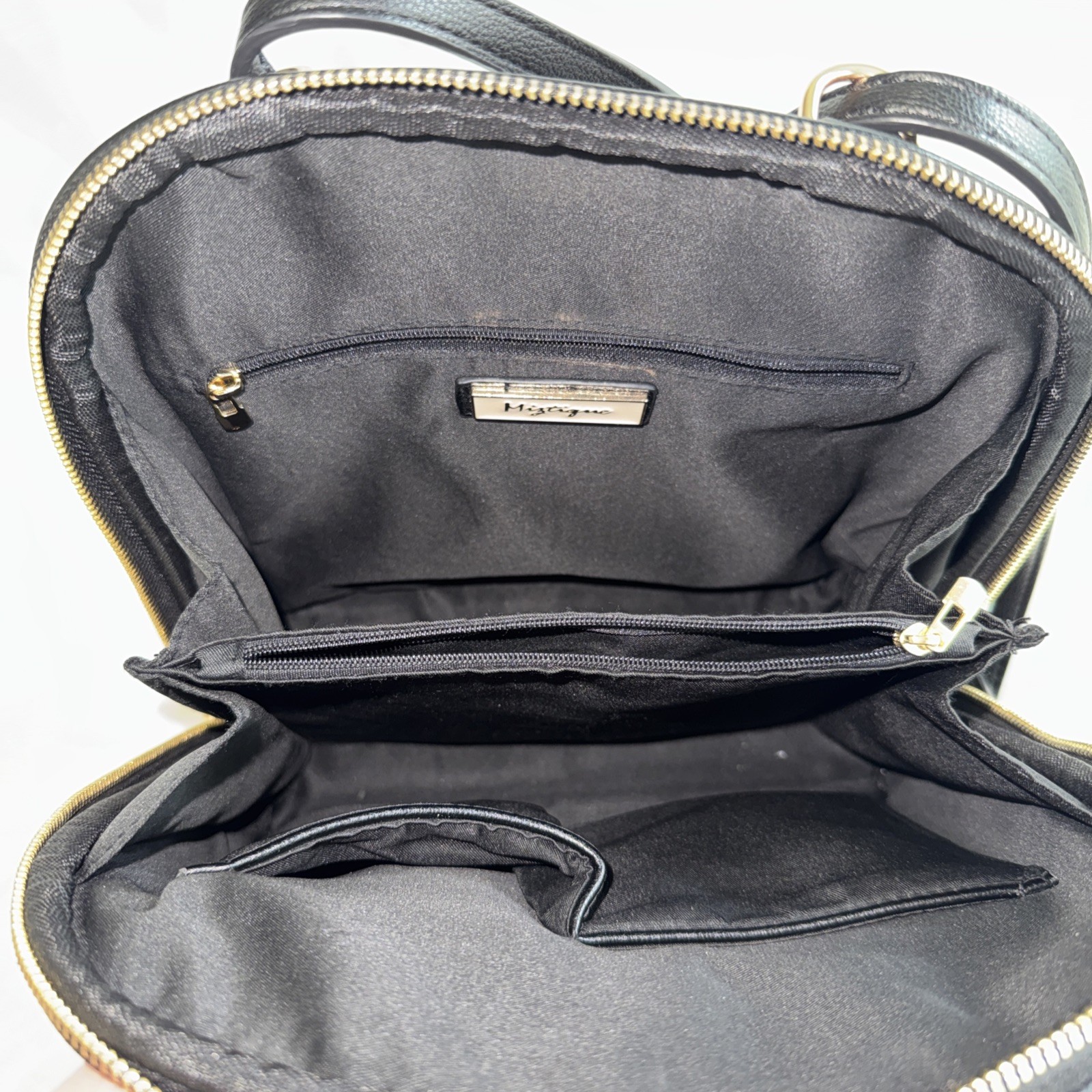 Miztique Black Faux Leather Backpack