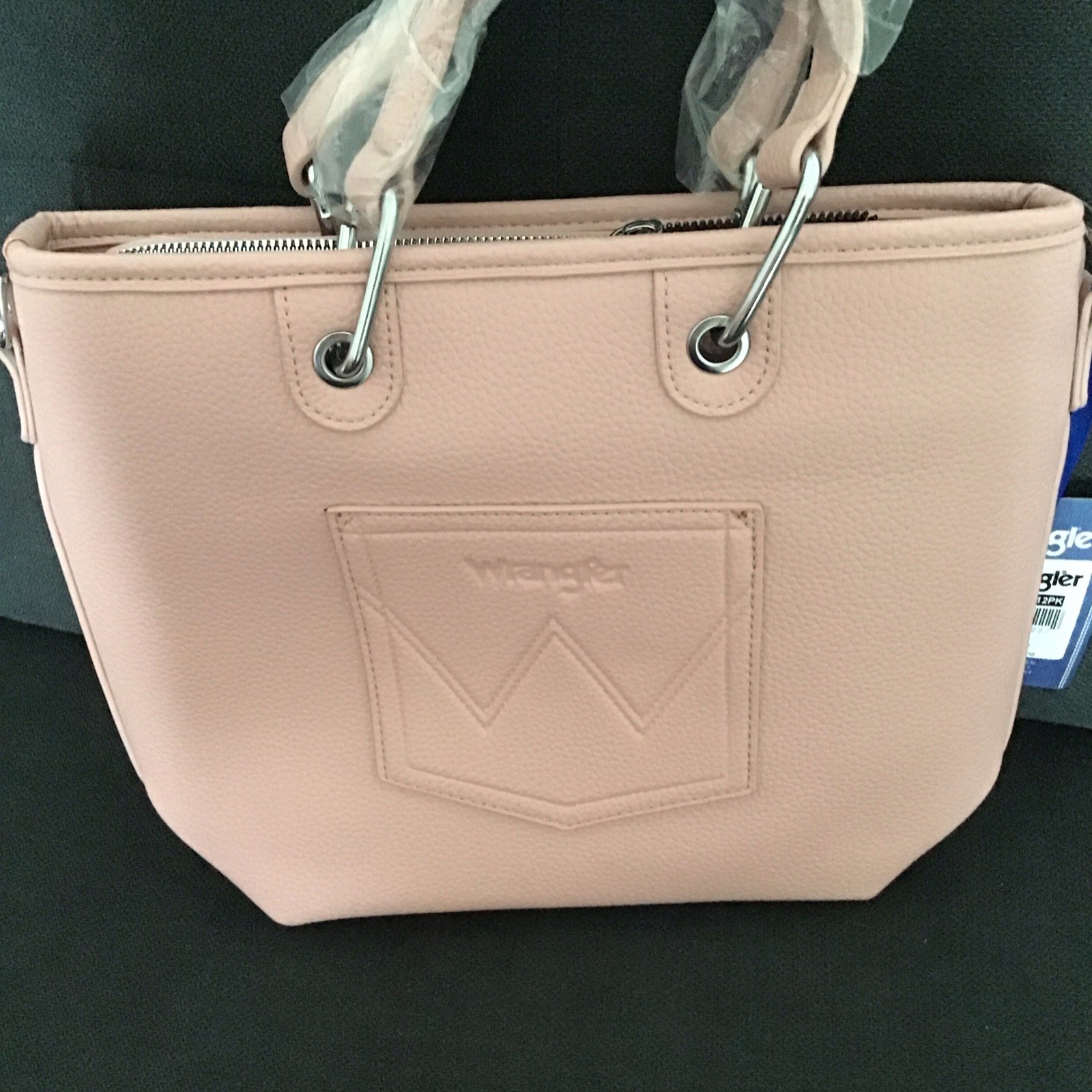 Wrangler Pink Tote Zip Top w/ Silver Hardware, Lined, Inner Pockets