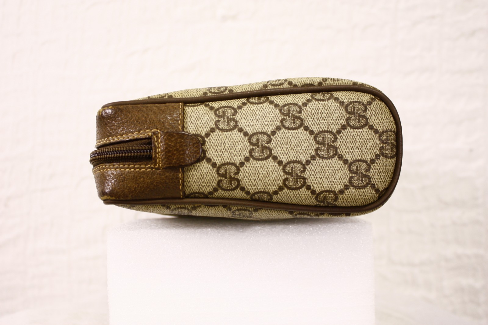 GUCCI GG Supreme Web Sherry Line Clutch Bag PVC Beige Red 89 01 012